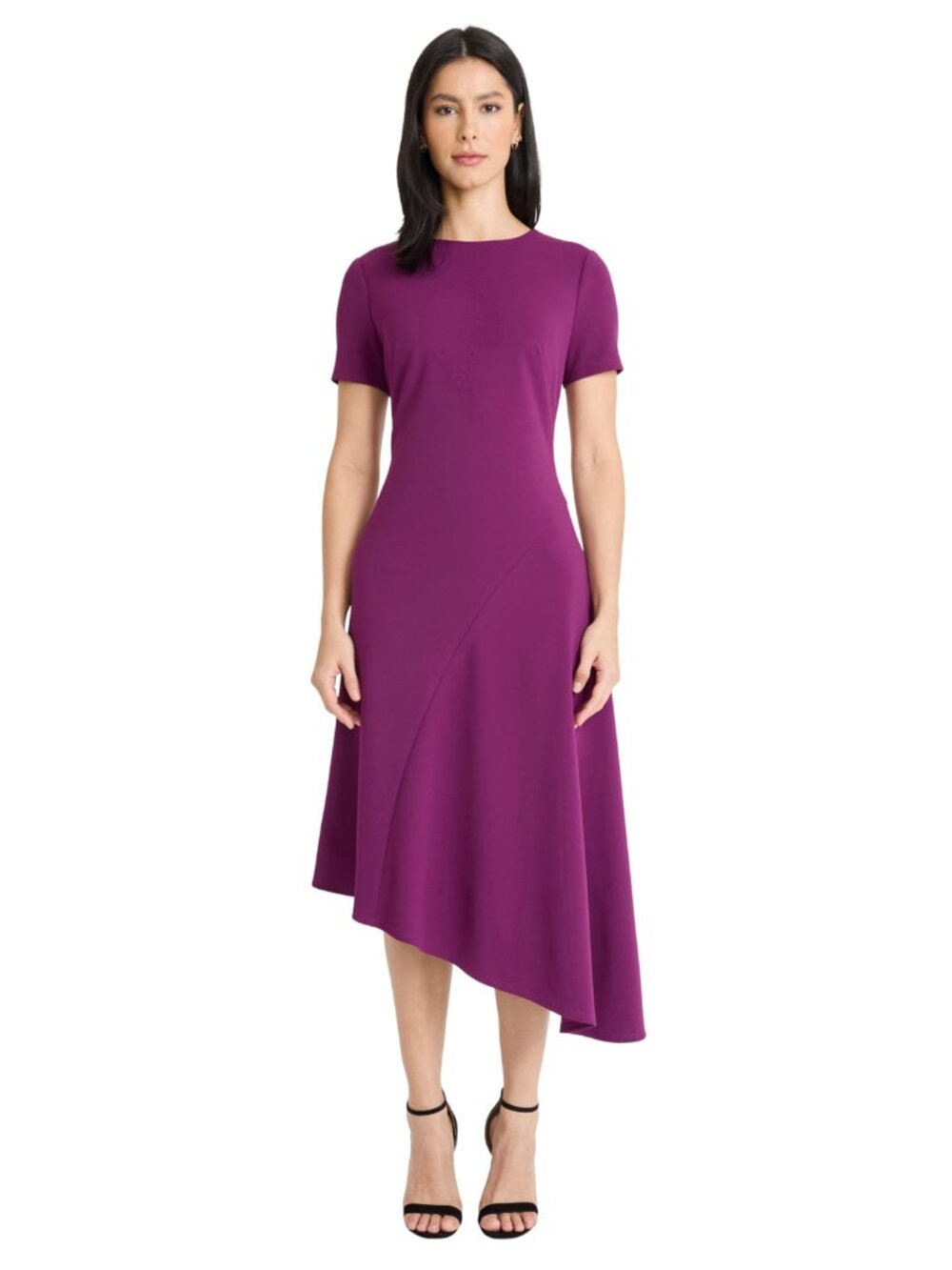 NWT New Maggy London Whitney Asymmetrical Midi Dress In Dark Purple Size 2